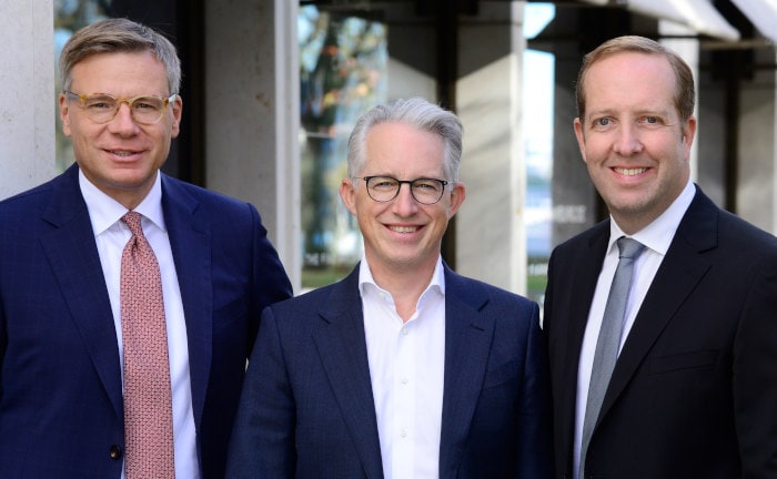 Vorstandsmitglieder der Hanse-Merkur Grundvermögen (von links): Raik Mildner, Malte Andes und Ulrich Haeselbarth