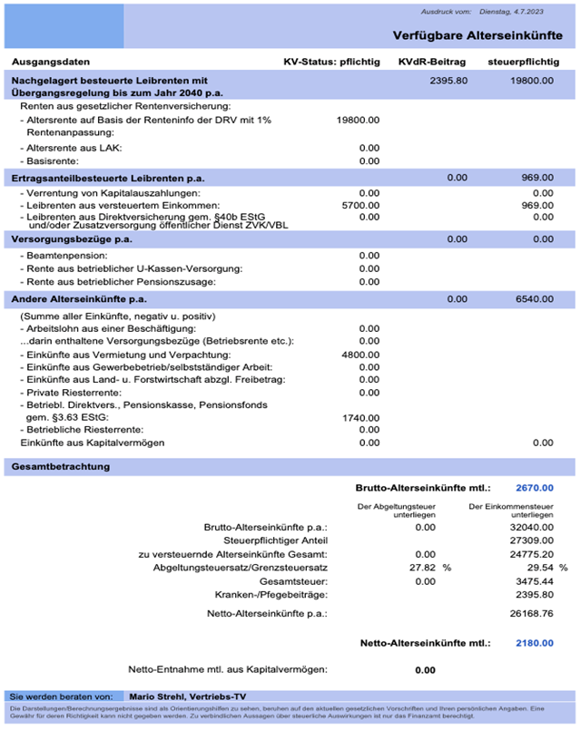 Vernünftige Übersicht über Alterseinkünfte (Quelle: VorsorgeInventur)