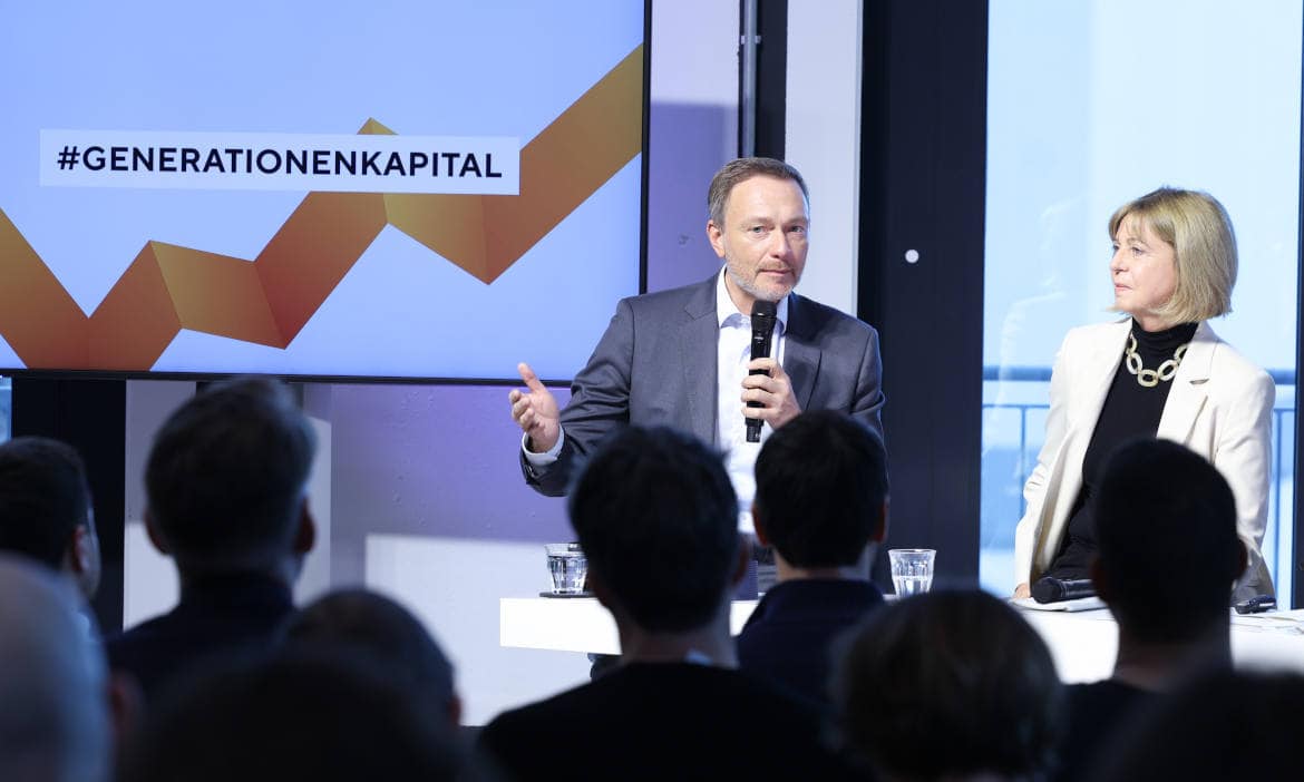 Finanzminister Christian Lindner und Kenfo-Vorstandschefin Anja Mikus werben fürs Generationenkapital