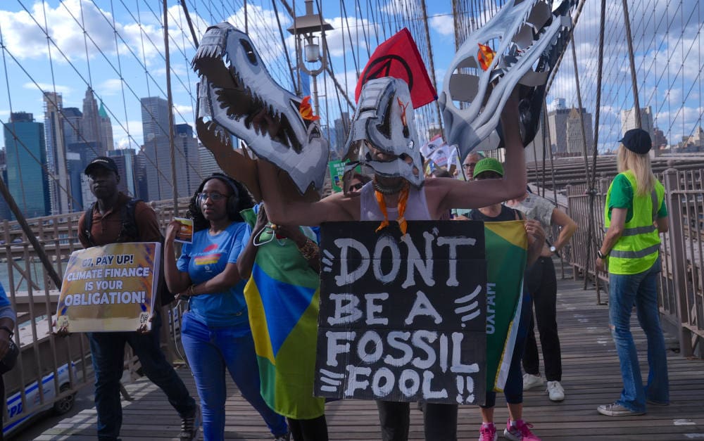 Demonstration für Klimaschutz zu Beginn der Klimawoche in New York City am 20. September 2024