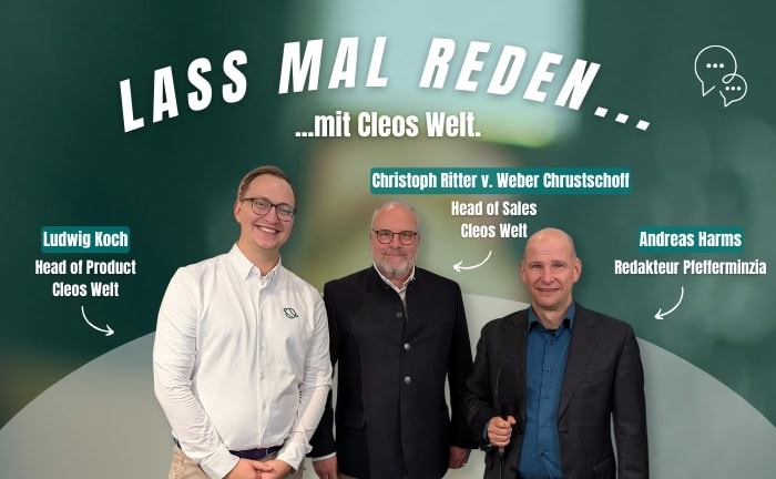 Pfefferminzia-Redakteur Andreas Harms sprach auf der DKM in Dortmund mit Ludwig Koch und Christoph Ritter v. Weber Chrustschoff von Cleos Welt.
