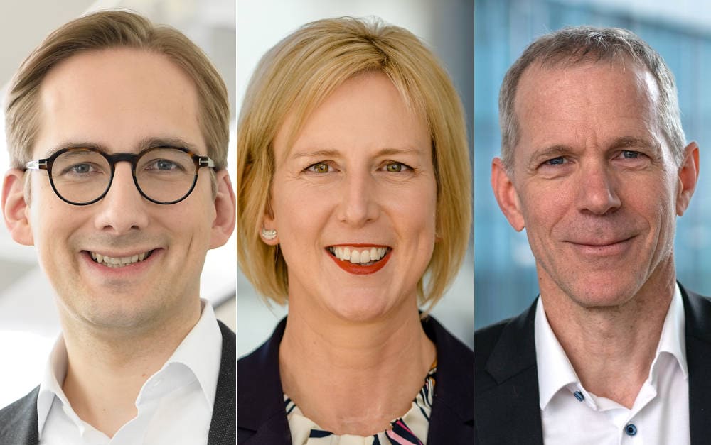 Versicherungsmanager mit neuen Positionen (v.l.): Christian Hermelingmeier (Hannover Rück), Katharina Stecher (GVV), Hartmut Schöch (WGV)