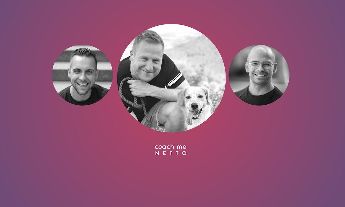 Stephan Busch (links) und Tim Schreitmüller (rechts) von CoachMeNetto interviewen Menschen aus der Branche zum Thema Unternehmertum. Dieses Mal: Benedikt Deutsch.