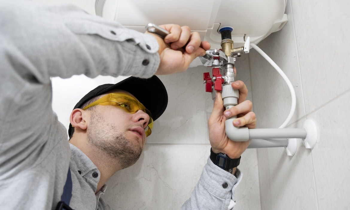 Mann repariert Wasserleitung: Leitungswasserschäden bleiben laut Experten oft lange unentdeckt.