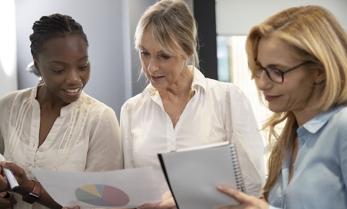 Frauen sprechen über Börseninvestments: Der Gender Investment Gap zwischen Frauen und Männern besagt, dass Frauen im Durchschnitt weniger Investments tätigen als Männer. Grund dafür ist unter anderem der Gender Pay Gap.