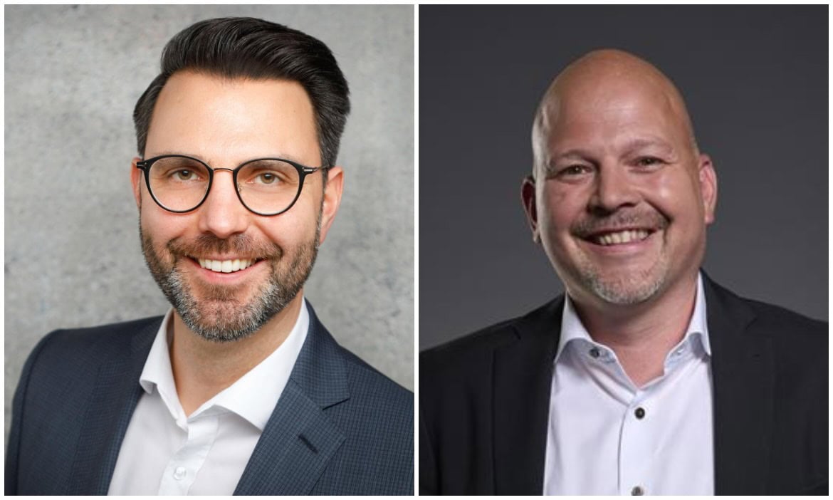 Stehen im Podcast Rede und Antwort: Adrian Santoro, KlinikRente, und Borut Boznar, Swiss Life.