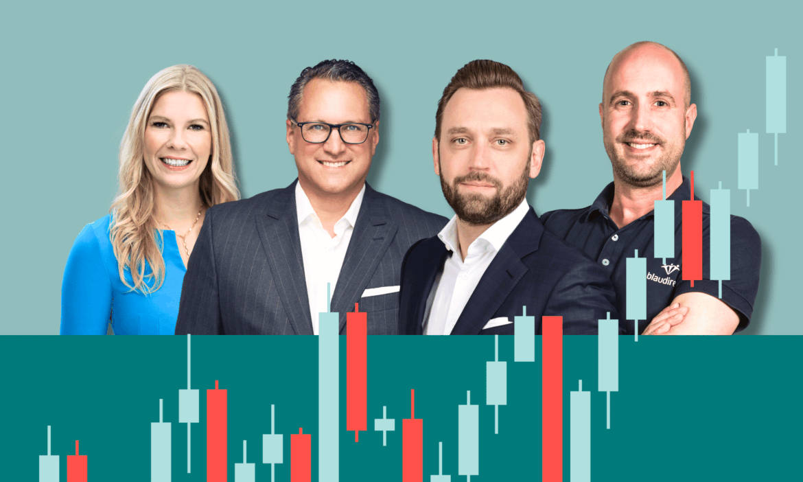 Haben Meinungen zu Fondspolicen (v.l.n.r.): Christine Schönteich (Fonds Finanz), Sebastian Grabmaier (Jung, DMS & Cie.), Bastian Roeder (BCA) und Bastian Paulsen (LV Werk)