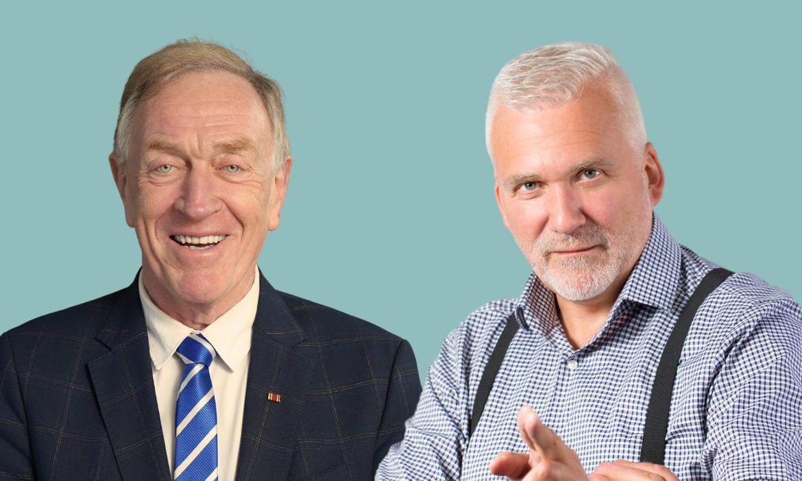 Zwei Männer im Gespräch, symbolisieren Streit zwischen Kleinlein und Heinz.