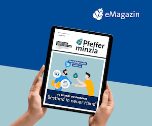 EMagazin von Pfefferminzia auf Tablet gezeigt.